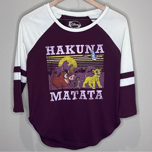 Vintage Disney Hakuna Matata Shirt Long Sleeve Tee Lion King Small Baseball Top - Picture 1 of 8